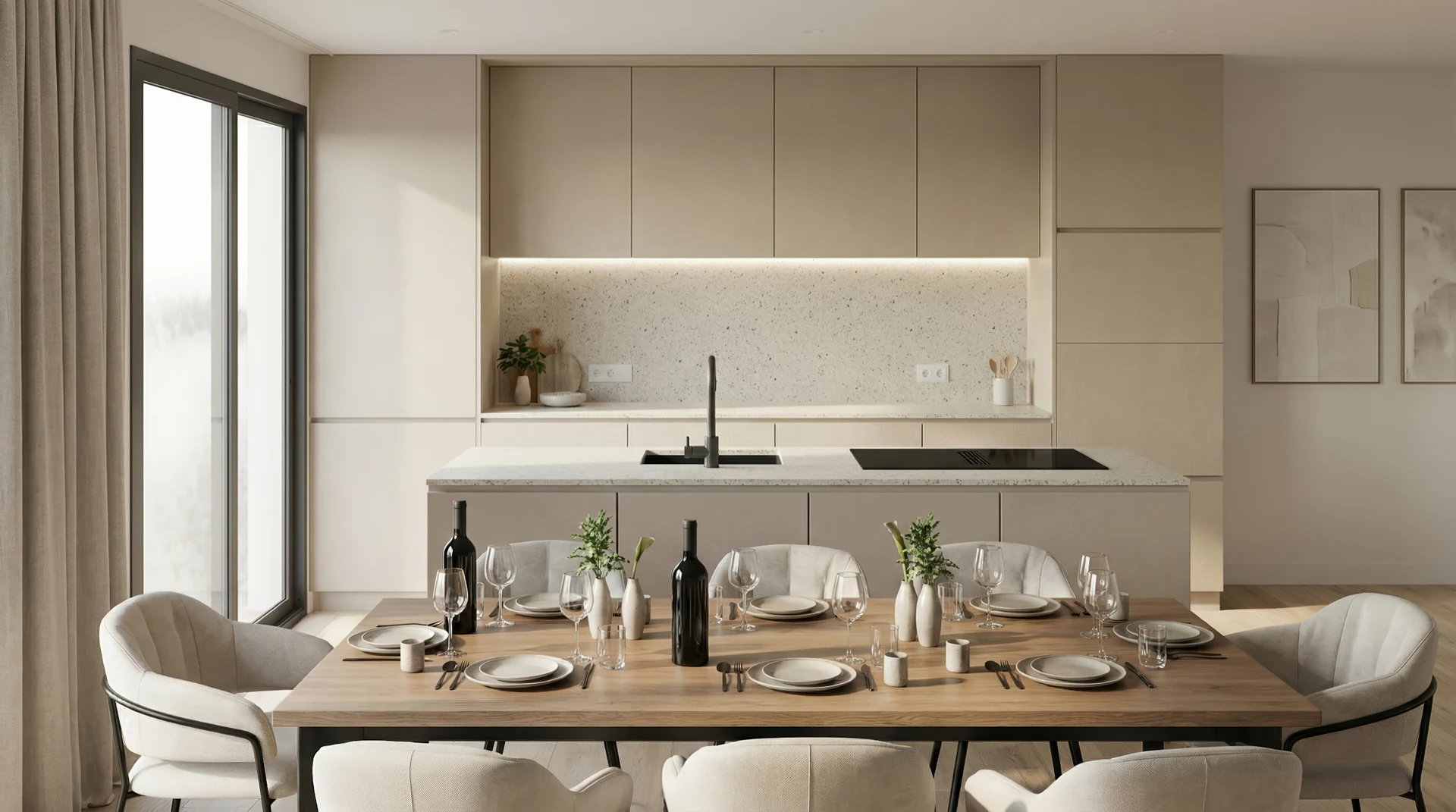 Küche mit heller Materialisierung